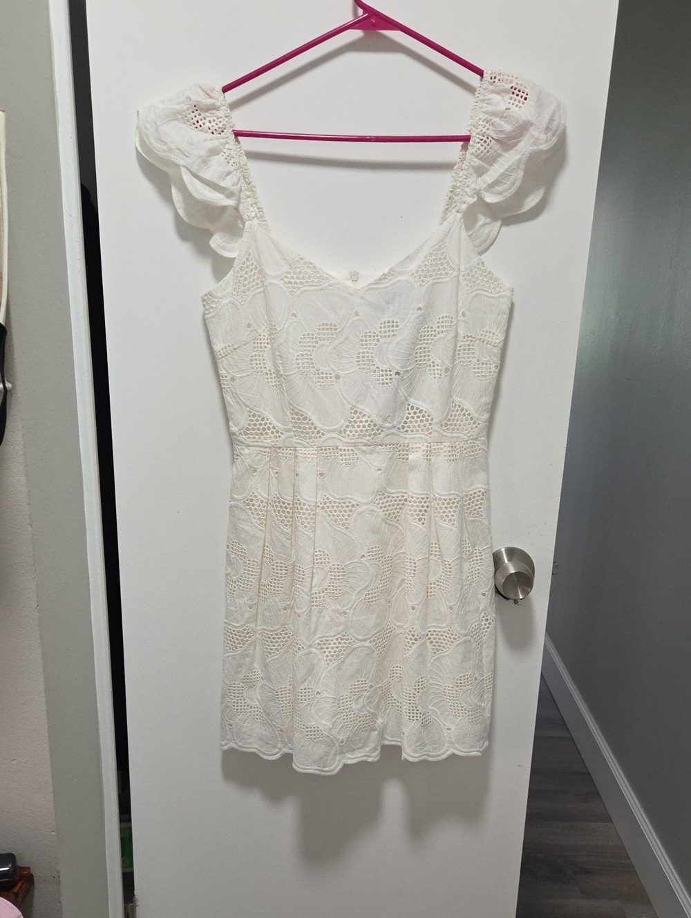 Steve Madden White Sierra Dress Eyelet Flutter Sleeves